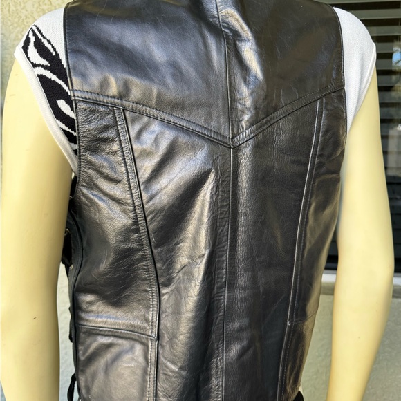 Vintage Hecho En Mexico Genuine Leather Lace Side Vest - Picture 4 of 10